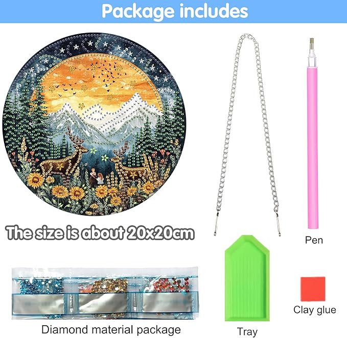 Reofrey Hanging Diamond Art Kits for Adults - 8x8 Inch EEL Landscape Acrylic Board Double Sided Pattern Diamond Art Suncatcher Pendant, DIY Crystal Art for Home Wall or Window Decoration Handmade Gift
