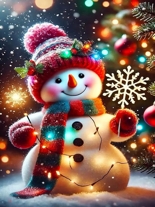igoodom Diamond Art Kits for Adults, Christmas Diamond Painting Kit, Full Drill Round Christmas Snowman Diamond Art Kits, DIY Gem Art and Crafts for Home Wall Decor Gift 12x16inch