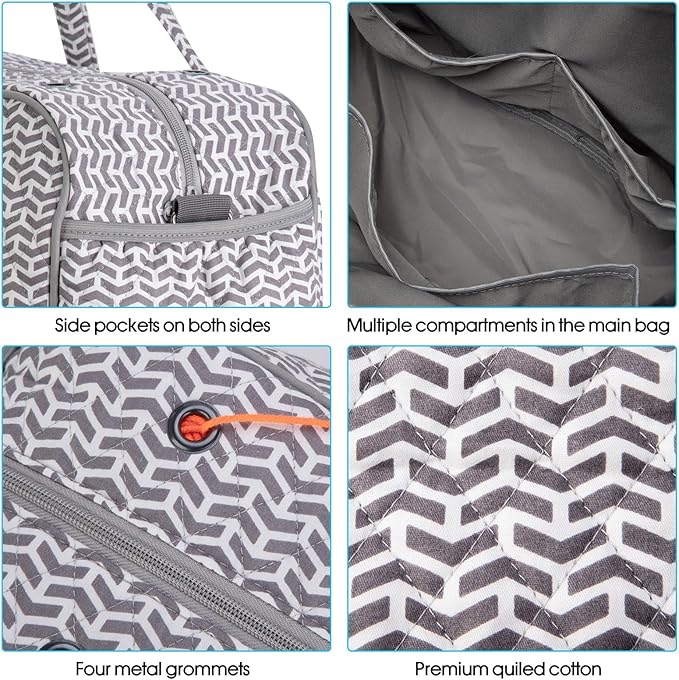 Yarn Storage Organizer, Knitting Crossbody Bag, Large Crochet Tote Bag Yarn Holder Case for Carrying Projects, Knitting Needles, Crochet Hooks and Other Accessories (Gray-Arrow)