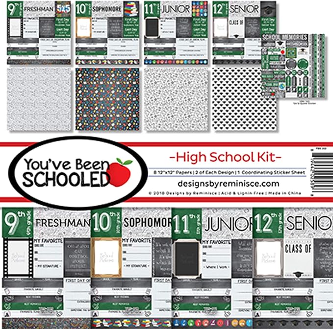 Reminisce (REMBC) High School Scrapbook Collection Kit, Multicolor, 12x12 inches