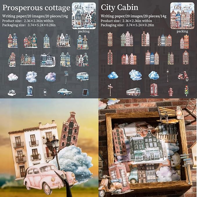 120 Pieces Exquisite Cottage Vintage Sticker Set for Scrapbooking, Junk Journal Supplies, Planner, Bujo, Collage, DIY Crafts Arts (6 Pack)