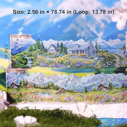 6 Rolls Scenic Landscape PET Tape, Seamless Countryside and Mountain Views Decorative Scrapbook Supplies for Journaling Planners and Creative Crafting