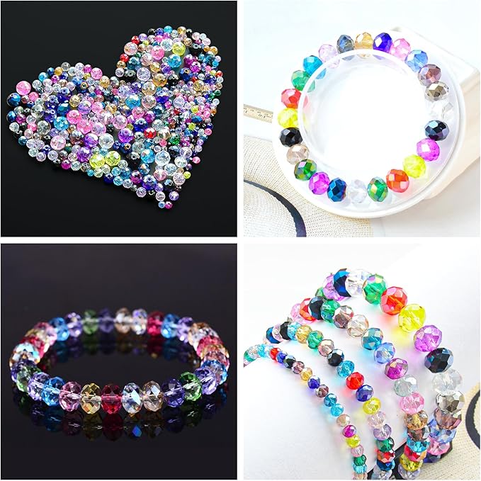 laopottbeads 1200pcs 4mm colors random crystal glass beads for jewelry making beads for bracelets necklace pendants making supplies(mixed colors)