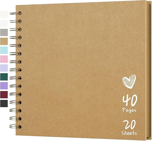 Scrapbook 8x8 Inch DIY Scrapbook Album Hardcover Kraft Paper Scrap Book Photo Albums 40 Pages Perfect for 4x6 / 5x7 Photos Memory Book for Family, Wedding