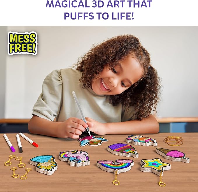 skillmatics 3d art kit - aqua puffs princesses & unicorns, mess-free paint by number craft for kids, diy color & inflate activity, travel & creative gift for girls & boys ages 4, 5, 6, 7, 8, 9, 10