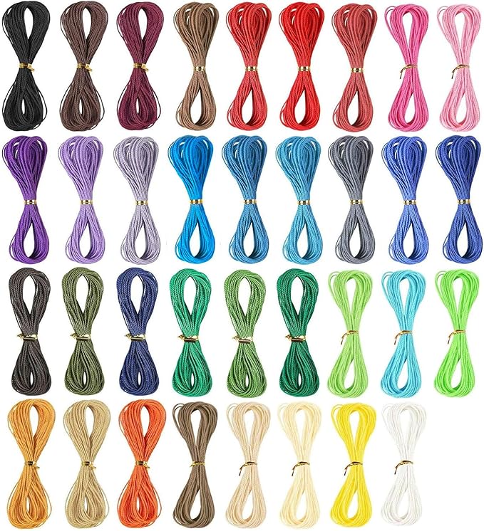 700m 35 Colors 1mm Waxed Polyester Cord Bracelet Cord Wax Coated String for Bracelets Waxed Thread for Jewelry Making Waxed String for Bracelet Making 20m per Color