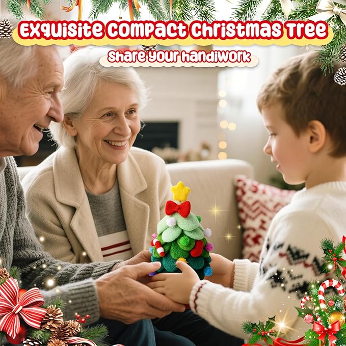 KIDS KING Needle Felting Kit for Handicraft Beginners Teens & Adults – Christmas Tree Felting with Instruction, Material Tools: Wool, Needles, Felting Pad, Home Decorations Christmas Gifts