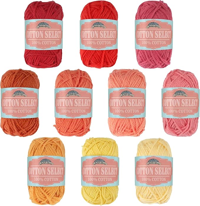 JubileeYarn Cotton Select Bonbon Yarn - 10g/Skein Sport Cotton - Assortment E - 10 Skeins