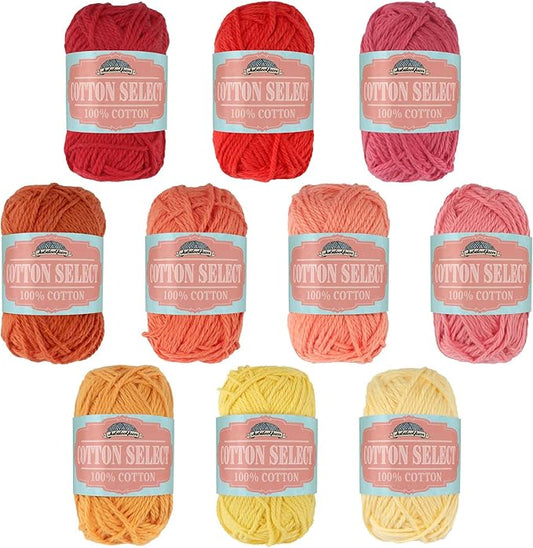 JubileeYarn Cotton Select Bonbon Yarn - 10g/Skein Sport Cotton - Assortment E - 10 Skeins