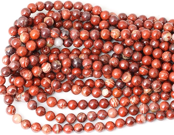 45PCS 8mm Natural Red Snake Skin Jasper Round Loose Beads for Jewelry Making DIY Gifts Arts Crafts Materials 1 Strand 15"
