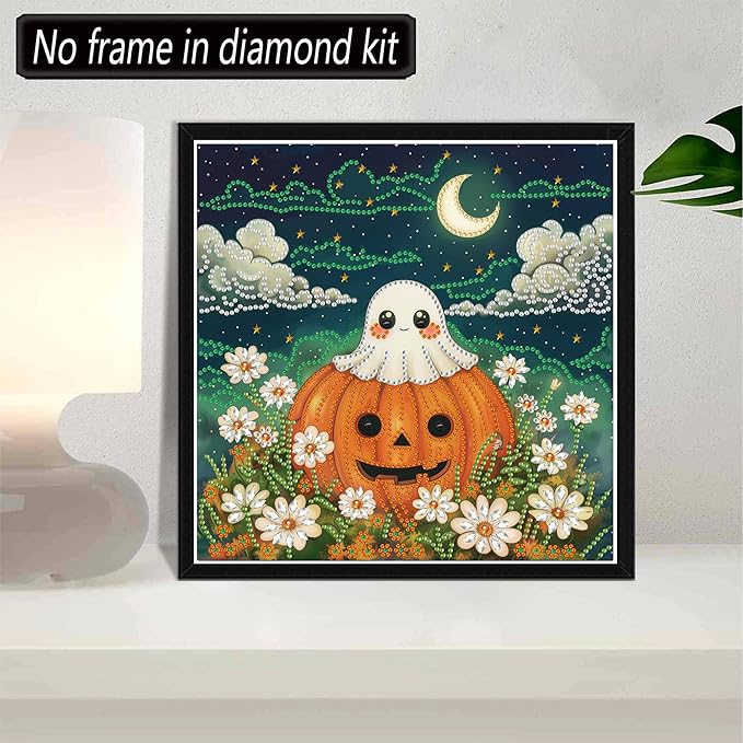 SKRYUIE DIY Diamond Art Kits for Adults Halloween Special Shape - 5D Diamond Painting Kits for Adults Pumpkin - Crystal Embroidery Cross Stitch - Craft for Wall & Office Decor 12 x 12 Inch c10
