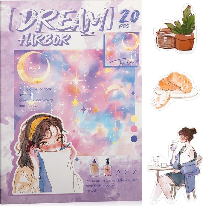 Dreamland Haven Sticker Scrapbooking Supplies for Junk Journal, 20 Sheets PET Stickers - Vintage Journaling Stickers, Ephemera Sticker Book Pre Cut(TZ-009-006)