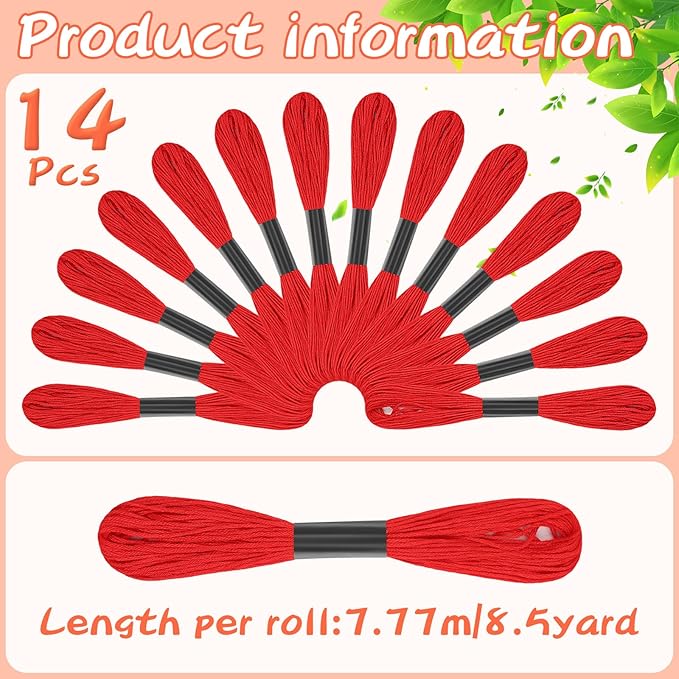 Red Embroidery Floss: Embroidery Thread 120 Yards Friendship Bracelet String Cross Stitch Cotton Yarn for DIY Bracelet Making