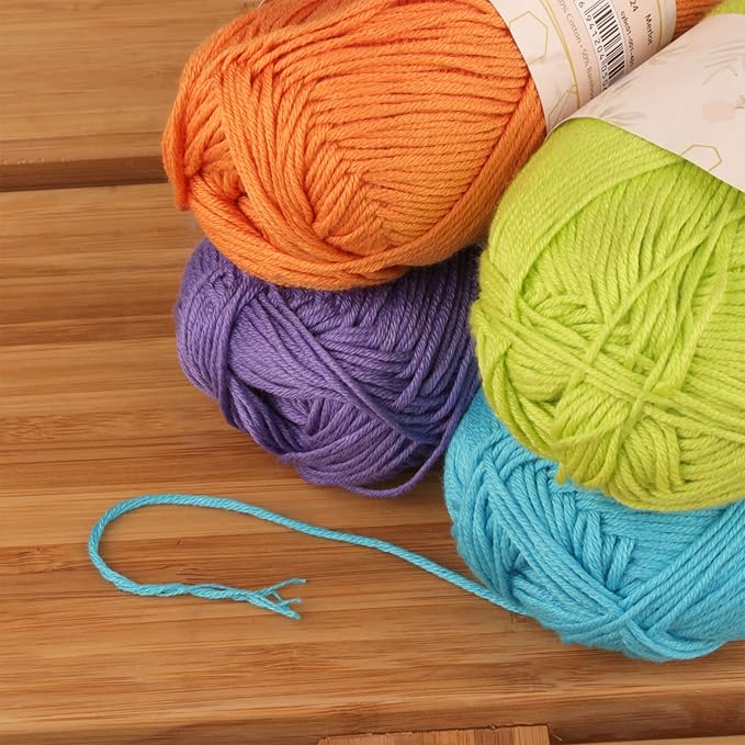 JubileeYarn Bamboo Cotton Sport Yarn - 50g/Skein - Shades of Tropical Colors - 4 Skeins