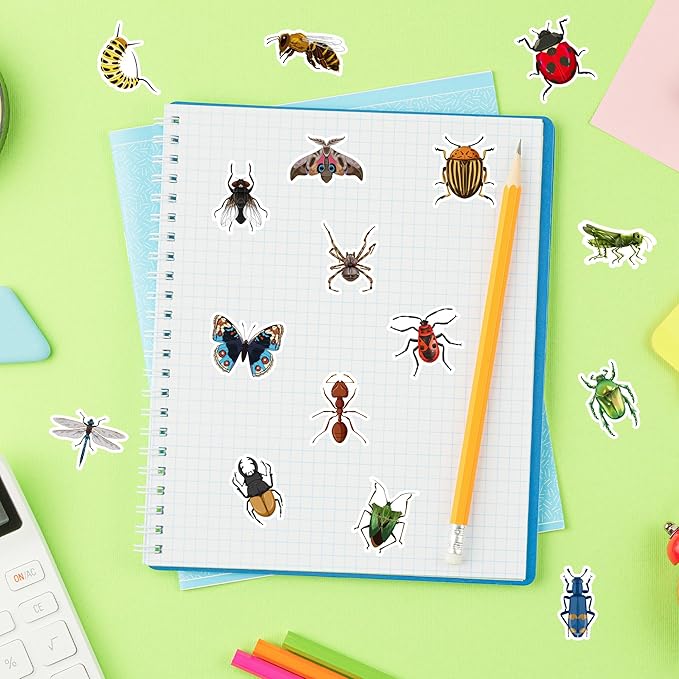 beyumi spring insect animals stickers - 1000pcs insect animals stickers in 2 rolls for kids springtime bug butterfly adhesive decals party favor supplies classroom scrapbooking calendar bottle decor