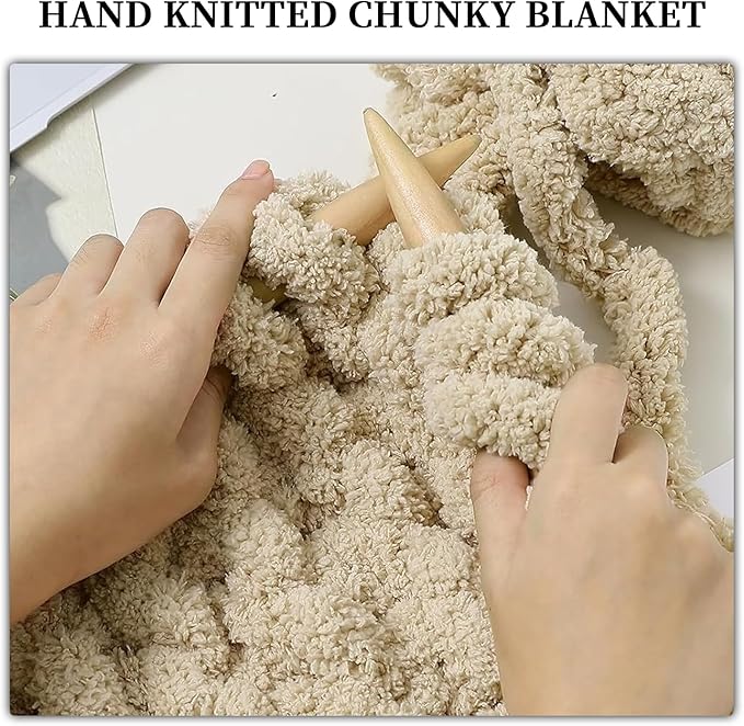 SUNTQ 8 Pack Jumbo Chunky Chenille Yarn for Crocheting, Bulky Thick Fluffy Yarn for Hand Knitting Blanket, Soft Plush Knitting Yarn for Scarf,Home Decor, Khaki(32 yds,8.8 oz Each Skein)