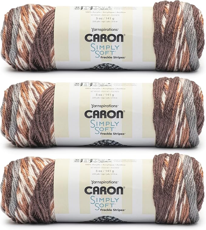 Caron Simply Soft Freckle Sienna Yarn - 3 Pack of 5oz/141g - Acrylic - #4 Worsted (Medium) - 235 Yards - Knitting & Crochet