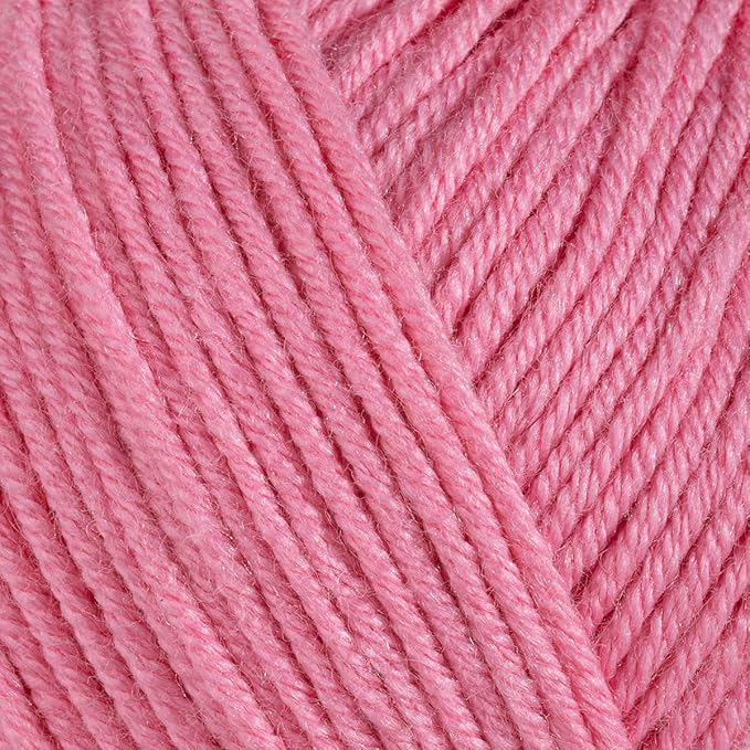 Estako Happy Cotton, (4 Skeins Pack) 60% Cotton 40% Acrylic Yarn, Soft, Fine/Sport (2) for Crochet and Knitting (4 x 1.76 Oz) / (4 x 180 Yrds) (4320 - Pink)