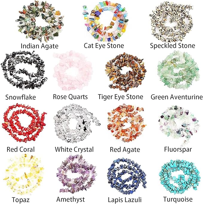 Big Natural Chip Stones for Bracelet - 250pcs 7mm to 12mm Large Multicolored Crystal Gemstones Hole Drilled DIY Beads for Crafts Bracelet Necklace Earrings Beads Jewelry Making DIY Art Craft
