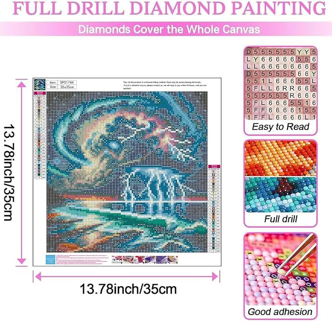 EIBEILI Diamond Painting Kits for Adults, 5D Diamond Art Kits for Beginners, Sea DIY Full Round Drill Paint with Diamonds Dots Gem Art for Home Wall Decor Gift 14x14 Inch