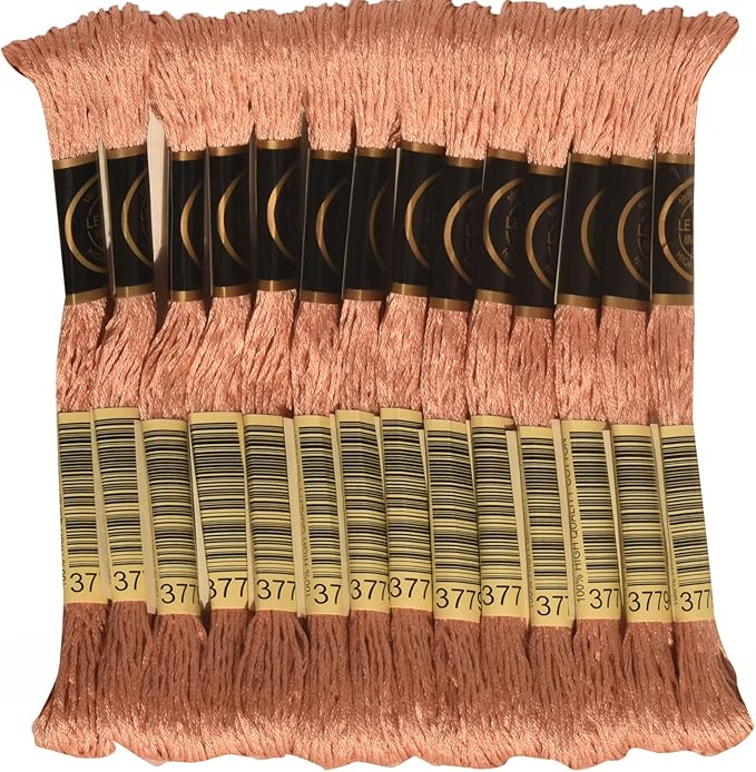 LE PAON Embroidery Floss, 14-Pack Six Strands 100% Long Staple Cotton Embroidery Thread, 8.7-Yard，Color Number：3779, Ultra Very Light Terra Cotta