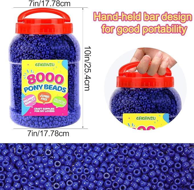 8000 pcs pony beads bulk for bracelet dark blue plastic beads making for hair braiding diy crafts kandi jewelry key chains and ornaments decorations boxed