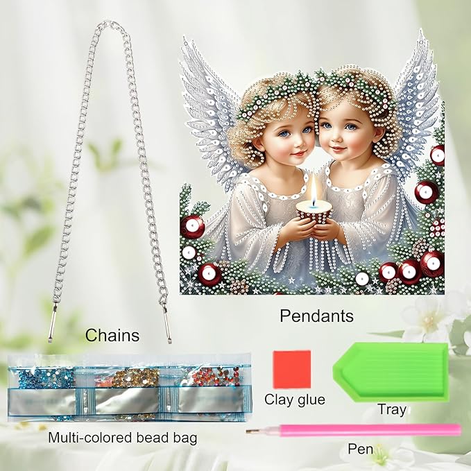 JZHYOAN Diamond Painting Art Hanging Kit Angel DIY Hanging Diamond Craft Pendant Acrylic pendant Ornaments Craft Kits Crystal Arts pendant Wind Chimes with Diamonds Art Window Pendants Craft for Adult