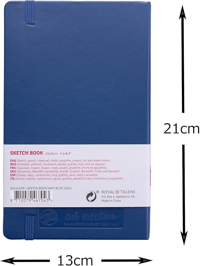 Talens Art Creation T9314-232M 452191 Talens Art Creation Sketchbook Drawing Notebook 5.1 x 8.3 inches (13 x 21 cm), Navy Blue