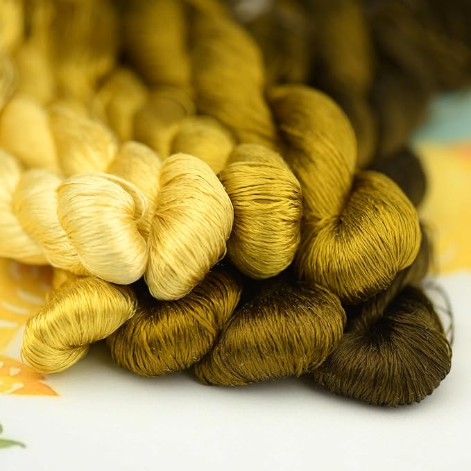 Natural 100% Silk Thread, Handmade Embroidery Thread Silk Floss 8 Colors 110m Each (21)