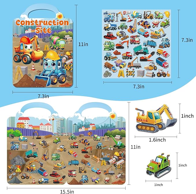 kalysky 12 set reusable sticker books for toddlers 2-4 1-3, kids 3d puffy sticker activity books, birthday party favors goodie bags stuffer