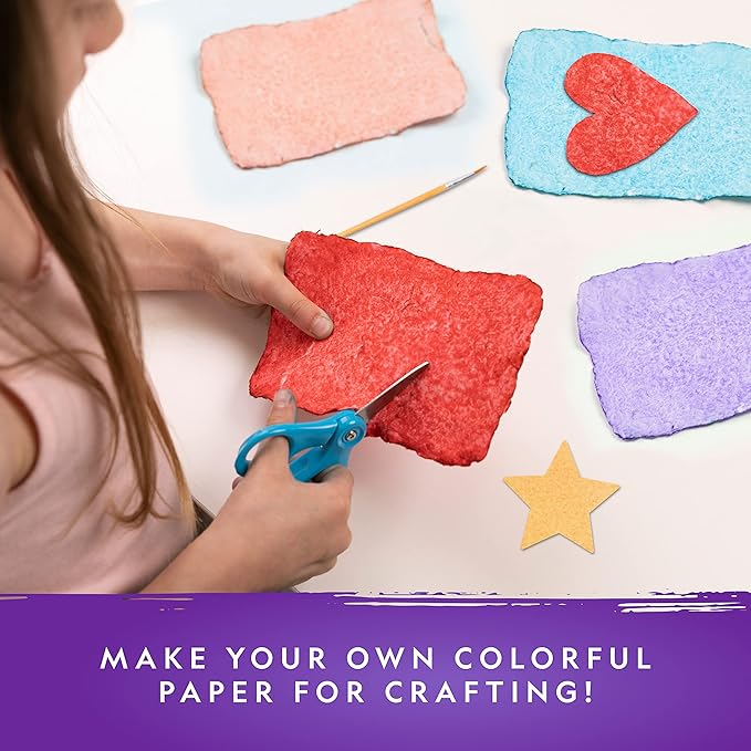 NATIONAL GEOGRAPHIC Kids Paper Making Kit - Make & Decorate 10 Sheets of Craft Paper, Includes Wooden Silk Screen Mold, Paints & More, Fun Art Kit for Scrapbooking & Other Kids Arts & Crafts Projects