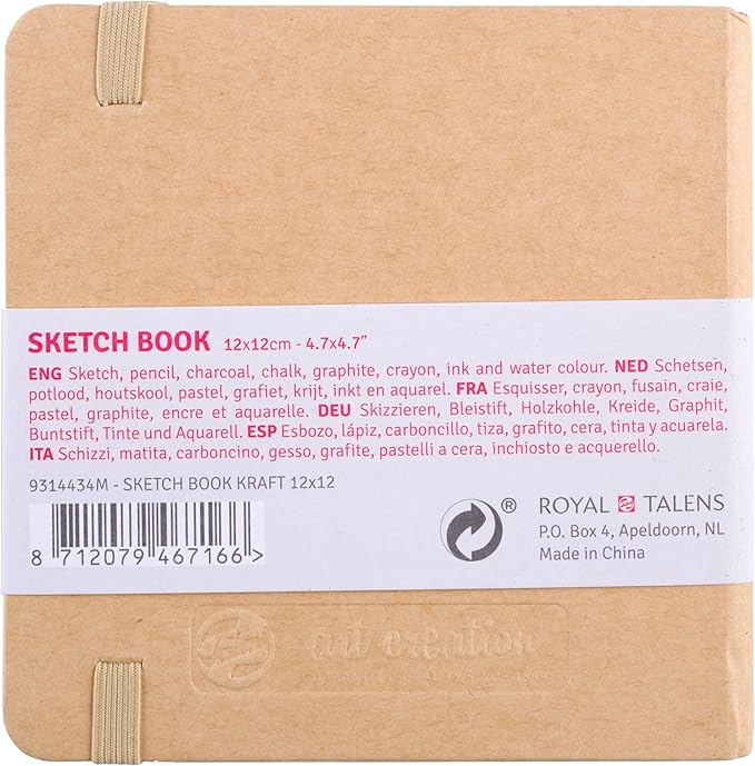 talens japan t9314-434m 452361 art creation sketchbook, drawing notebook, 4.7 x 4.7 inches (12 x 12 cm), craft paper