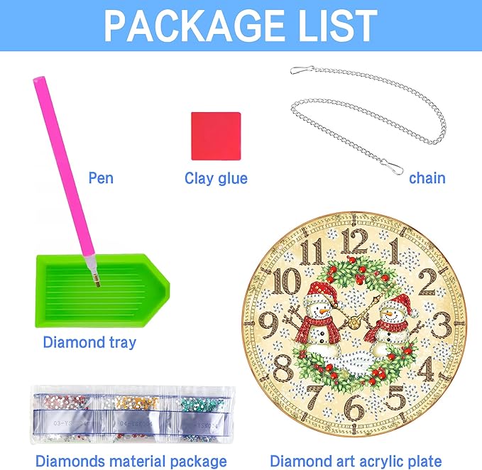 VAIIEYO Christmas Diamond Art Hanging Ornament, Snowman Diamond Painting Suncatchers Window Hanging Kit with Chain, 7.5x7.5 inch Crystal Pendant Art Craft for Gift Home Wall Front Door Decoration