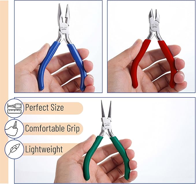 Mr. Pen- Jewelry Pliers, 3 Pack, Jewelry Making kit, Mini Pliers for Jewelry Making, Wire Cutters for Jewelry Making