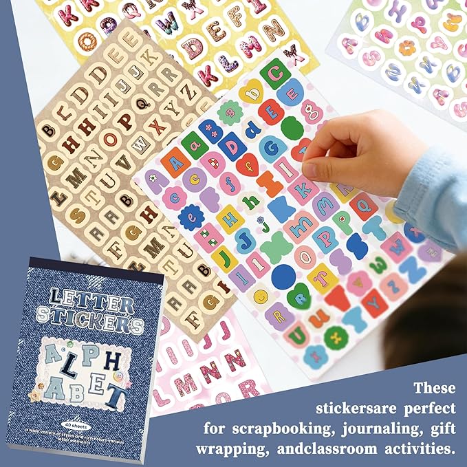 1200+ Pcs Alphabet & Number Letter Stickers for Scrapbooking & Journaling, Vinyl Adhesive Sticker Letters for Scrapbook Supplies, DIY Crafts, Decorative Projects & Personalization