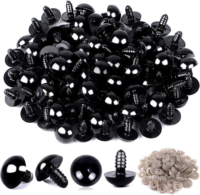 UPINS 120PCS Plastic Safety Crochet Eyes Bulk with 120PCS Washers for Crochet Crafts (0.4Inch/10mm)