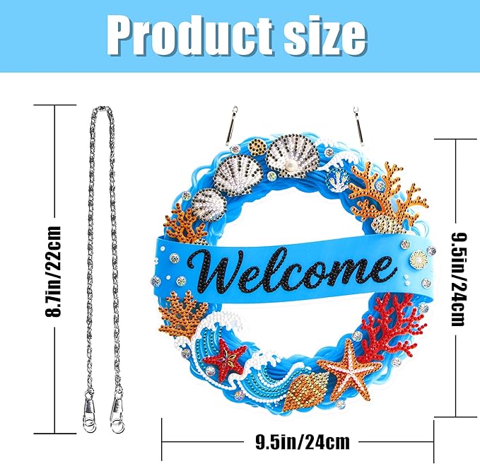 Diamond Art Kits Hanging Window Diamond Painting Kits DIY Pendant Ornament for Home Decoration & Gift (Marine Style)