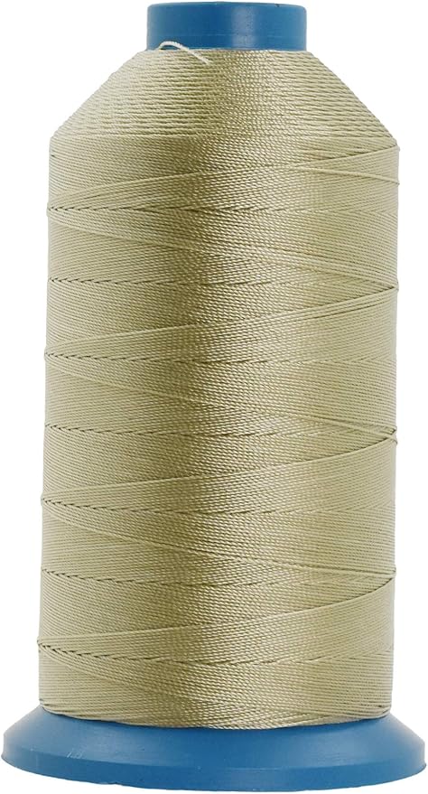 Mandala Crafts Size 138 420D T135 Bonded Nylon Thread - Beige 1250 YDs Tex 135 Heavy Duty Sewing Threads for Leather, Jeans, Weaving, Outdoor Marine Upholstery