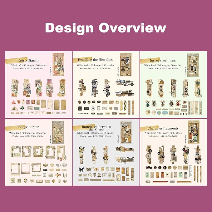 Retro Memories Vintage Scrapbook Stickers - 180pcs Aesthetic White Kraft Paper Ephemera Self-Adhesive Die-Cut Designs for Journaling Collage DIY Crafts