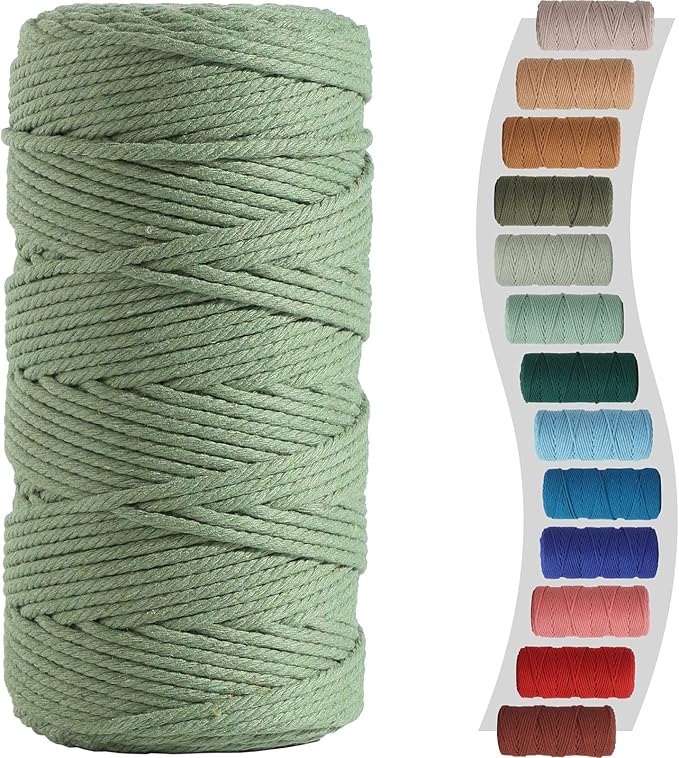 Macrame Cord 3mm 220yards (200 Meters) Avocado Green Macrame Supplies Macrame Yarn, Colored Cotton Rope, Colored Cord for DIY