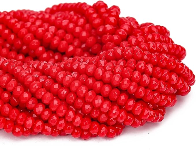 2 Strands Colored Red Jade Beads for Jewerly Making, 3 * 4mm Faceted Rondelle Gemstone Crystal Beads for DIY Bracelet Necklace Crafts