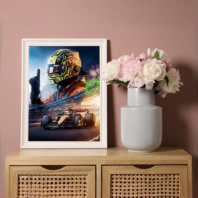 Diamond Art Kits for Adults Racing Driver, DIY 5D Diamond Painting Kit for Beginners Car, Full Round Drill Gem Art Dots for Adults, Diamond Dots Paintings Crafts Home Wall Decor 12X16 Inch