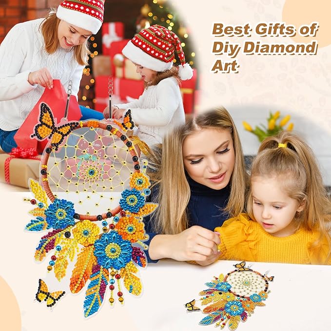 Hanging Diamond Art Kits,Diamond Painting Suncatchers, DIY Gem Art Craft Painting Kit, Home and Garden Decor(Dream Catcher)