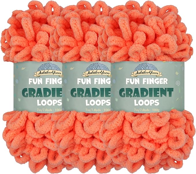 JubileeYarn Fun Finger Gradient Loops Yarn - 100g/Skein Jumbo Polyester - Juturna - 3 Skeins