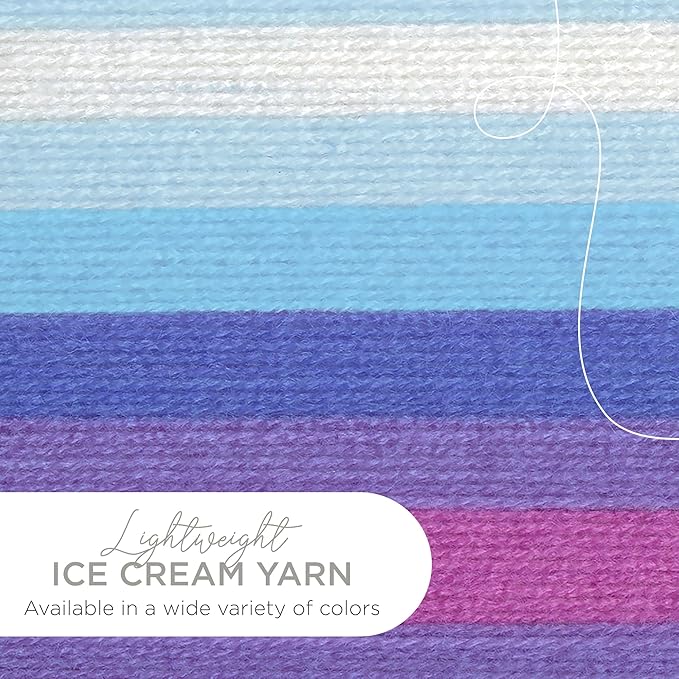 Lion Brand Yarn, Ice Cream Baby Yarn for Knitting, Crochet, and Crafts, Moon Mist, 3 Pack, DK Weight Colorful Acrylic Fiber for Baby Blankets, Hats, and Sweaters