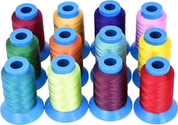 Mandala Crafts Size 277 840D T270 Bonded Nylon Thread - 12 Vibrant Colors 780 YDs Tex 270 Heavy Duty Sewing Threads for Leather, Jeans, Weaving, Outdoor Marine Upholstery