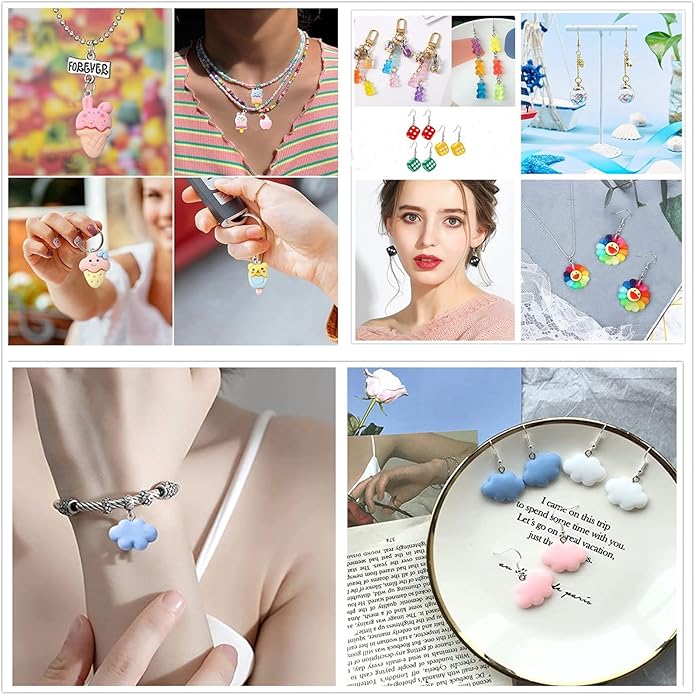 Resin Ice Cream Flower Dice Pendant Charms Colorful DIY Pendant Making Charm for Bracelet Necklace Earrings Keychain Craft