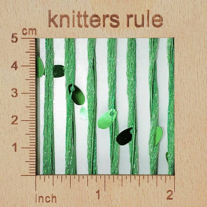 Artisanal Yarn Collection Multifiber Fancy Yarn for Knitting Crocheting Crafts DIY, Set of 3 Rolls (Grass Green Teardrop Sequins)