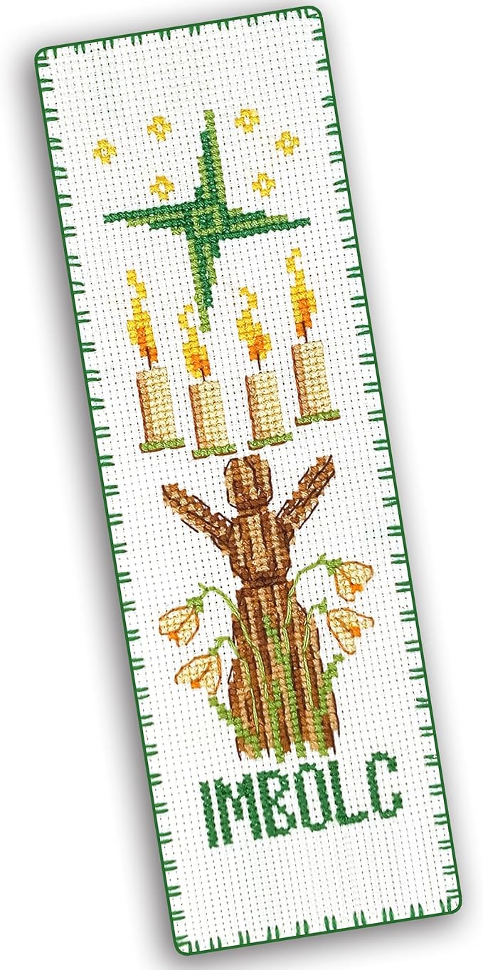 Povitrulya Cross Stitch Bookmark Kit “Imbolc“ – Counted DIY Embroidery Set for Adults & Beginners, Saint Brigid Pagan Irish Gaelic Druid Witchy Spring Craft Gift