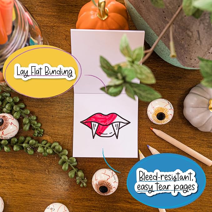 A Brighter Year The Original Adult Mini Coloring Book - Halloween Edition- 3” x 3” Pocket Size, 50 Pages, Lay Flat Binding, Thick Paper, No Bleeding - Stress/Anxiety Relief - Relaxation,Gift,Travel